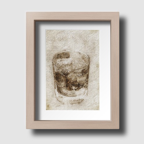 Whisky with ice bourbon rustic - with,