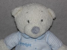 Marks and Spencer Sleeptight bear soft toy blue stripe 08489104 white teddy
