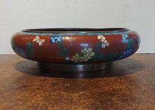 Large Chinese Cloisonne Bowl & Stand Character Mark