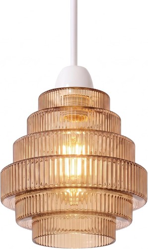 Amber ribbed glass tiered - amber,