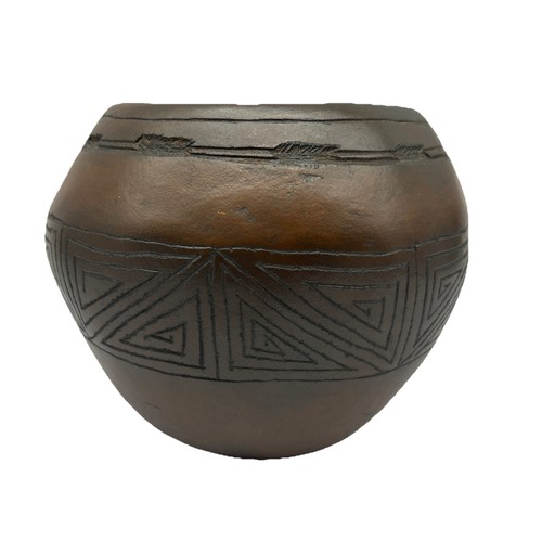 Hand thrown incised feather - thrown,
