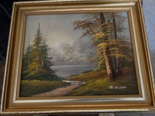 R. Scott - Country Forest Stream Landscape Scene Oil Painting (Signed by Artist)