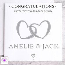 Personalised Silver Wedding Anniversary Card / 25th Wedding Anniversary Card
