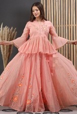 Peach Floral Embroidered