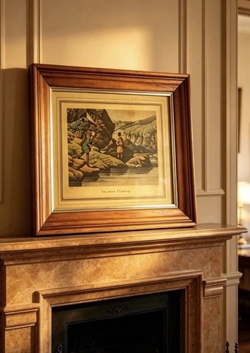 Vintage framed salmon fishing - framed,