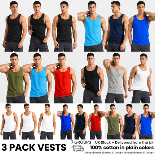 Pack 100 cotton mens vest - 3,