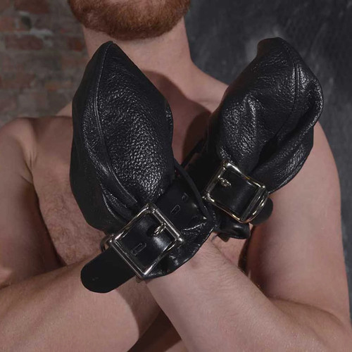 Leather fist mitts bdsm - leather,