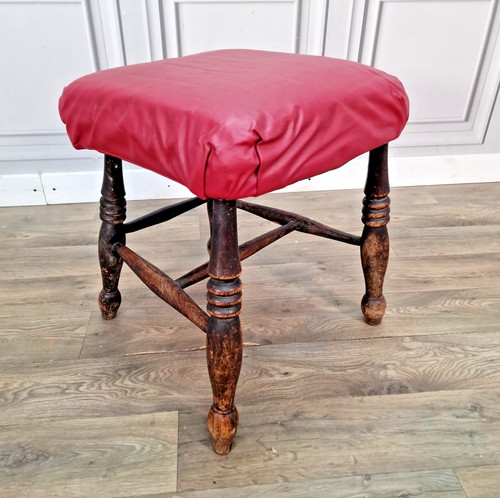 Antique turned chair stool - turned,