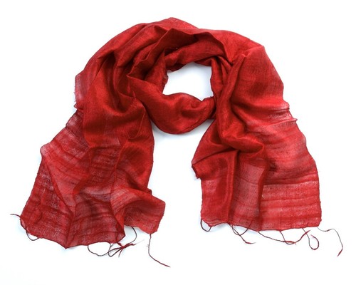 Red silk scarf - red,