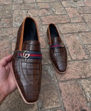 Handmade men brown leather