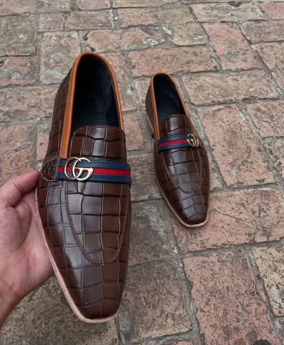 Handmade men brown leather