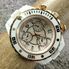 Swiss Legend Karamica Women Chronograph White Ceramic Quartz 45mm Watch 7 1/4"