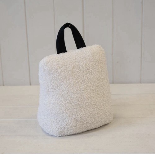 Cream boucle door stop - boucle,