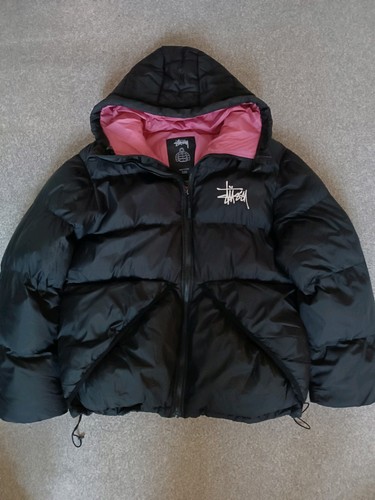 Stussy pink puffer jacket - pink,