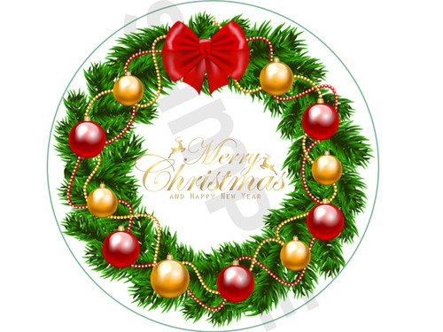 Merry christmas edible round - merry,