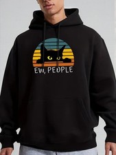 Black Cat Hiding From People Print Hoodie For Men & Women S-5XL