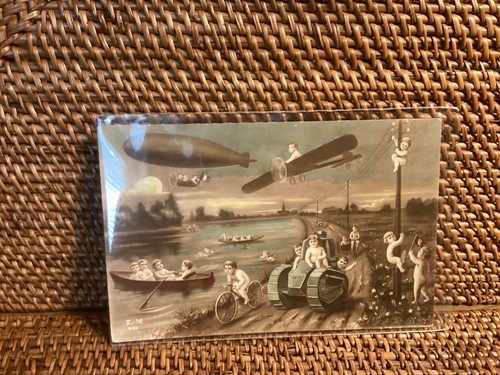 Antique surreal postcard - antique,