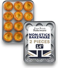 2x 12 Cup Muffin Tray Non Stick Yorkshire Pudding Pan Tin Tart Dessert Bun Tray
