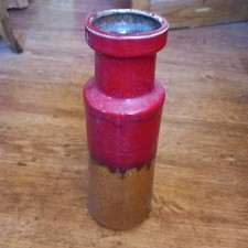 STUNNING RETRO WEST GERMAN VASE 205-32, RED & AMBER