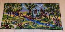 Tapestry Horse and Hounds Silks Cotton Completed Hand Worked Stream Crafting Art