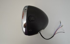 7 Inch Motorcycle Motorbike Headlight Matt Black Steel Chrome Rim Hi & Lo Beam