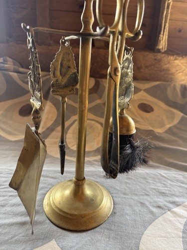 Brass fire place - fire, tools