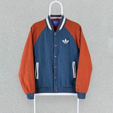 Adidas Originals Wool Varsity Bomber Jacket Blue Orange Mens Small