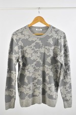 J.Lindeberg Men's Fred 3D Camo Grey Wool Blend Crew Neck Sweater Jumper, Large 