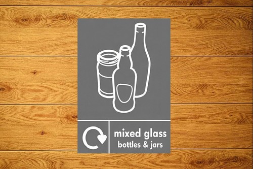 Mixed glass jars sign - mixed,