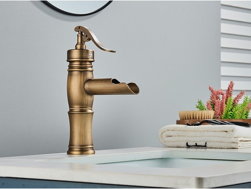 Antique brass waterfall taps - antique,
