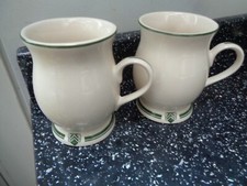 1869 VICTORIAN POTTERY MUGS X 2 - GREEN