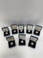 8 X United Kingdom Silver Proof £1 Coin. Box & COA. 925 Silver