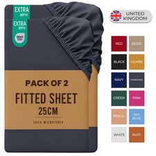 Deep Fit Bed Sheets Hotel Quality Single Double King Size Fitted Sheet PACK OF 2