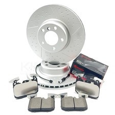 FOR BMW M240i F22 DIMPLED GROOVED FRONT BRAKE DISCS BREMBO PADS & WIRE SENSOR
