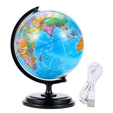 3D AR Large World Globe on Stand 10" W/USB LED Light 360° Illuminated Night Lamp