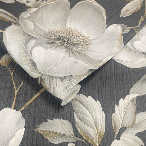Black grey wallpaper roll - black/grey,