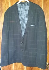 Mens Suit Jacket Black Checked Size XXL (Chest 47/49')Slim Fit Pockets New
