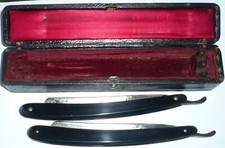 VINTAGE CASED CUT THROAT STRAIGHT RAZORS set of 2 Wilkinson