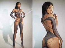 🔥 Women’s Pole Dance Nightclub Outfit – Rhinestone Jumpsuit | Rave Festival