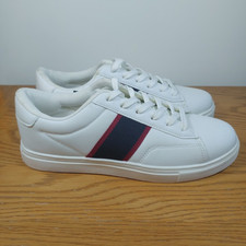Matalan Womens White Faux Leather Trainers Sneakers Size UK 6 Shoes Casual Used 