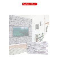 3D Stone Slate Effect Wall Panels 18 Sheets, Silver Grey, PVC Cladding for In...