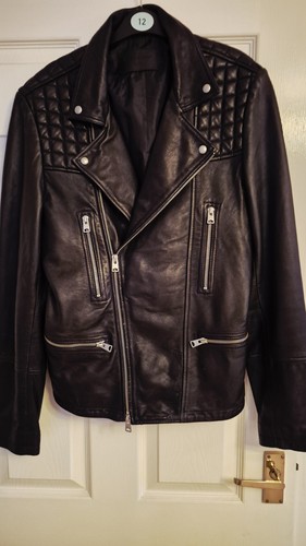 Allsaints mens black leather - black,