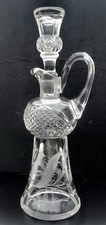 VINTAGE EDINBURGH CRYSTAL ' THISTLE ' CONDIMENT / VINEGAR / OIL BOTTLE - PERFECT