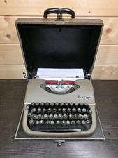 Oliver Courier Vintage Portable Typewriter in Carrycase Circa 1950s Grey Metal