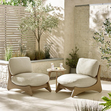 Iko 2x Wood & Cream Chairs +