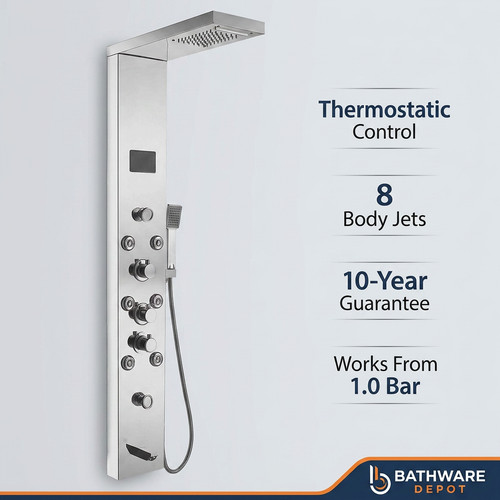 Chrome shower tower panel - tower,
