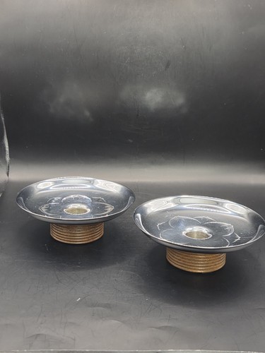 Mcm chrome turned wood base - chrome,