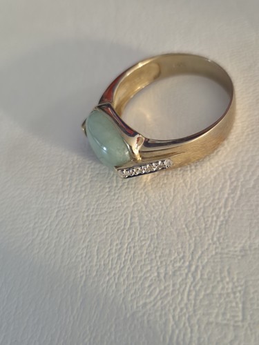 Vintage 9ct gold jade cabochon - jade,