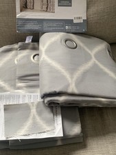 NEXT  Grey / White Geometric Curtains Lined Curtains Wide 228 x 229cm Long Drop