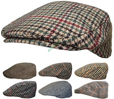 Tweed Check Flat Cap Vintage Herringbone Wool Mix Hats Men Women Unisex Vintage